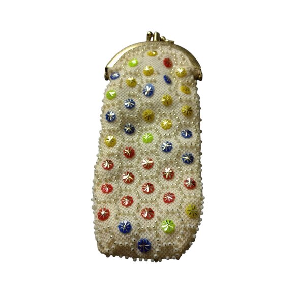 Handbags - Vintage Beaded Double Kisslock Compartment Skinny Change Coin Purse Retro